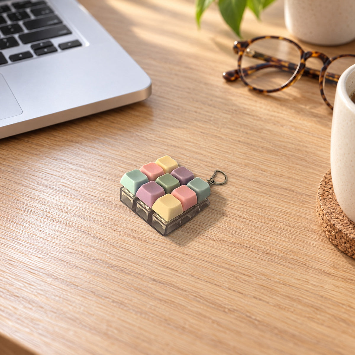 Pastel keyboard fidget keychain with nine keys