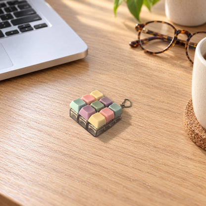 Pastel keyboard fidget keychain with nine keys