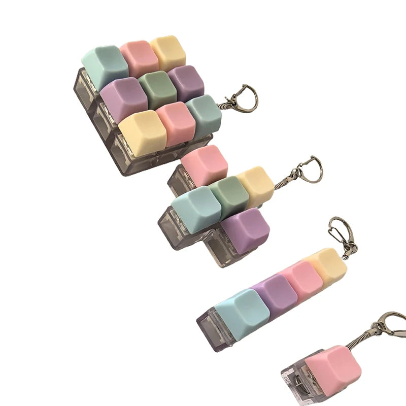 Pastel fidget keychains lined up