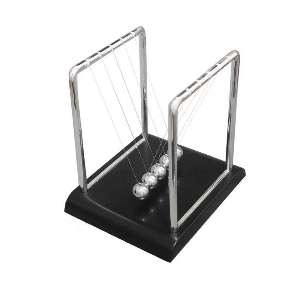 Black Newton's cradle, side view